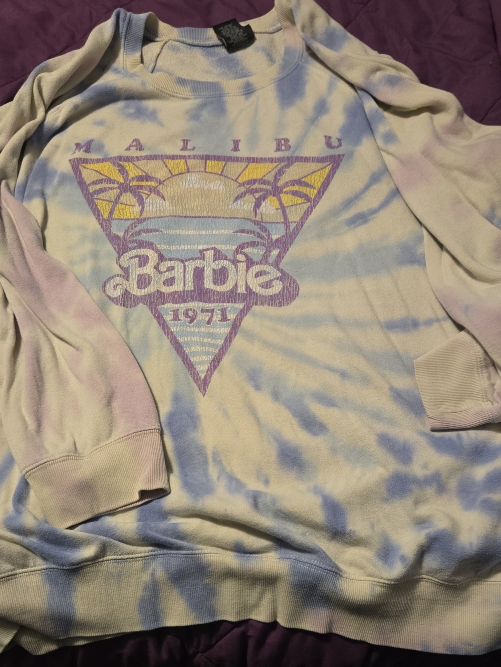 Barbie Pastel Tie-Dye Crewneck Sweatshirt - Pink & Blue